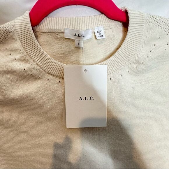 A.L.C. Nash Pointelle Knit Cream Sweater Top | S - Picture 7 of 8